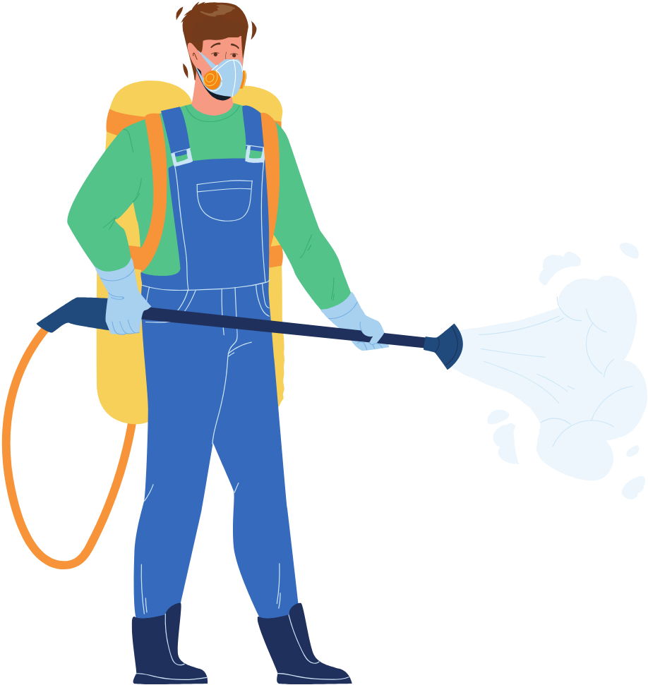 pest control man holding a pesticide sprayer